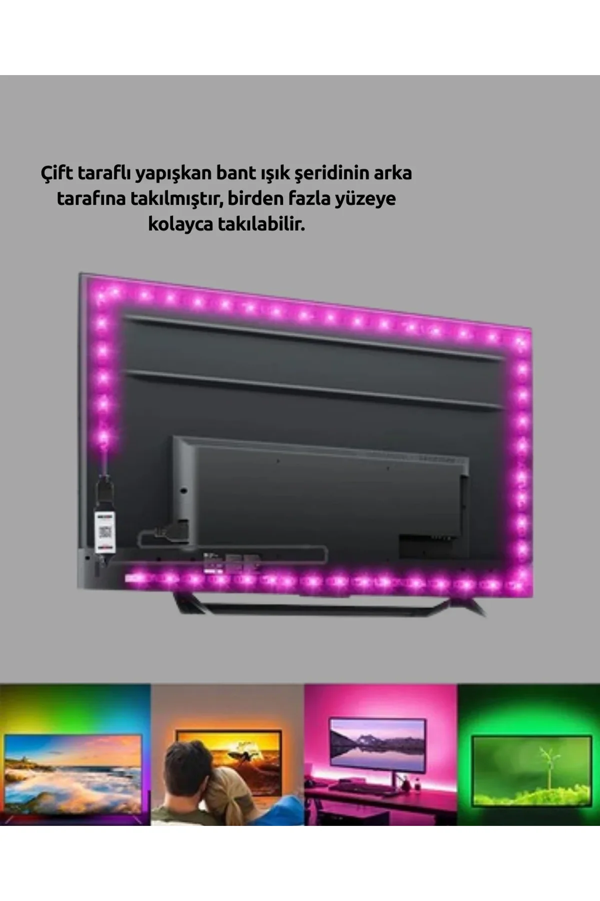 Rf Kumandalı Renk Değiştiren Tv Led Şerit 2mt - Just Cheap Store Görsel 5