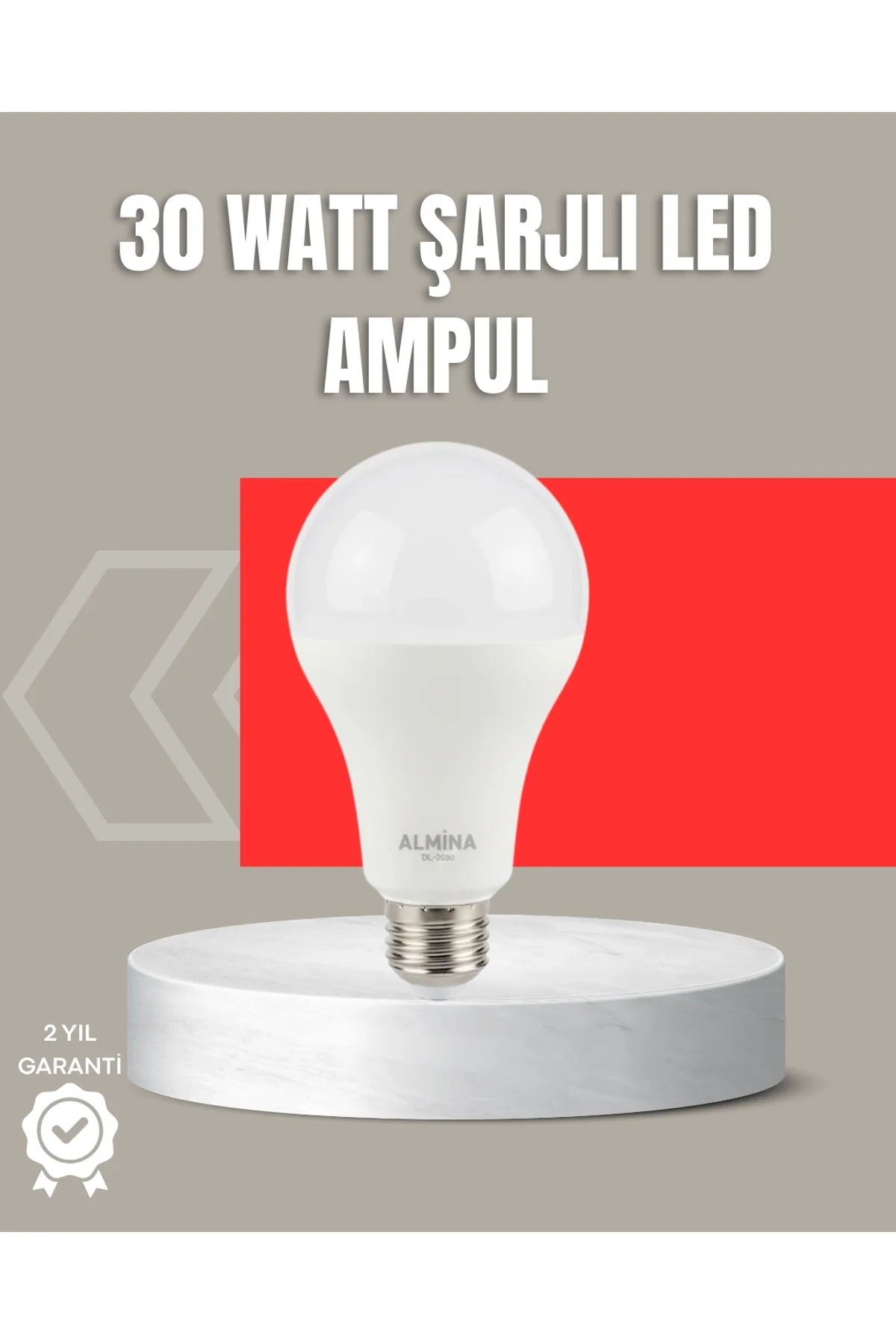 30w Şarjlı Led Ampul E27 Duy %80 Enerji Tasarruflu Soğuk Beyaz