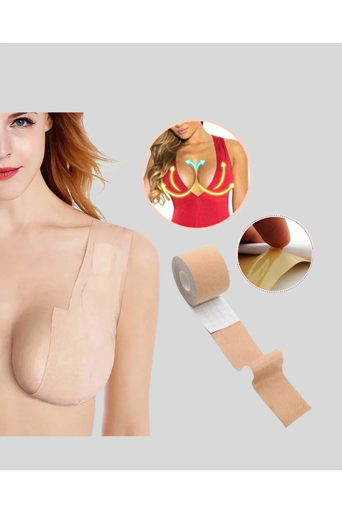 Askısız Görünmez Göğüs Bandı – Dekolteli Kıyafetler İçin Destekleyici Bant - Just Cheap Store Görsel 3