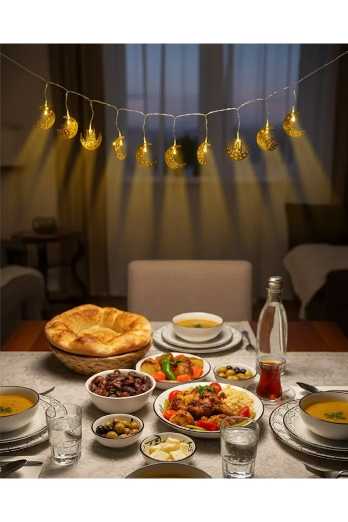 Ramazan Minare Detaylı Hilal Led Işık Günışığı Sarı Metal Süs - Just Cheap Store Görsel 4