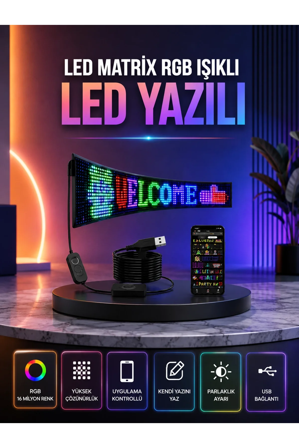 Şık Ve Fonksiyonel Rgb Led Panel Canlı Renk Yansımalı Işık Sistemi