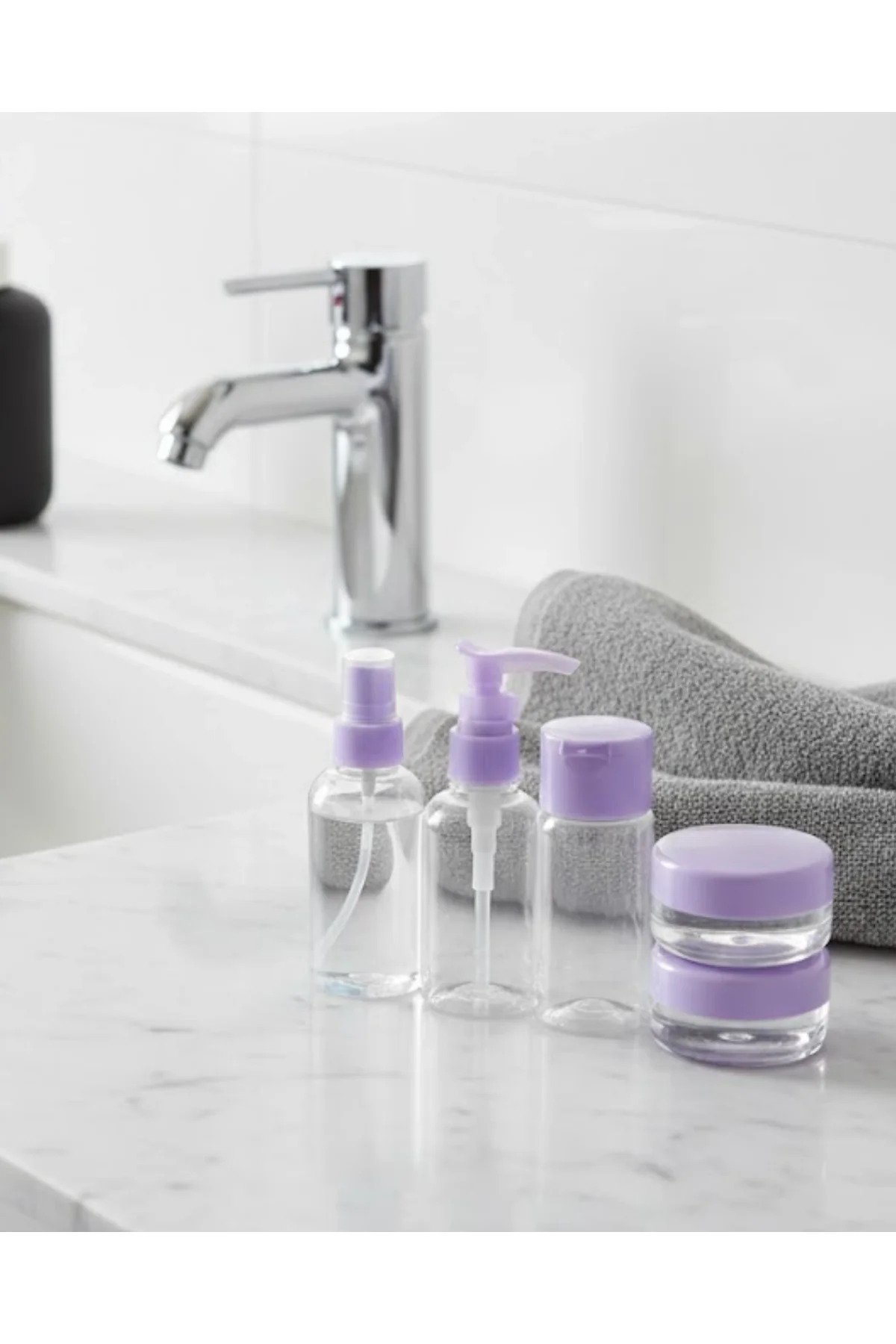 5 Parça Seyahat Banyo Seti 30 Ml Şeffaf Taşınabilir Şişe Seti