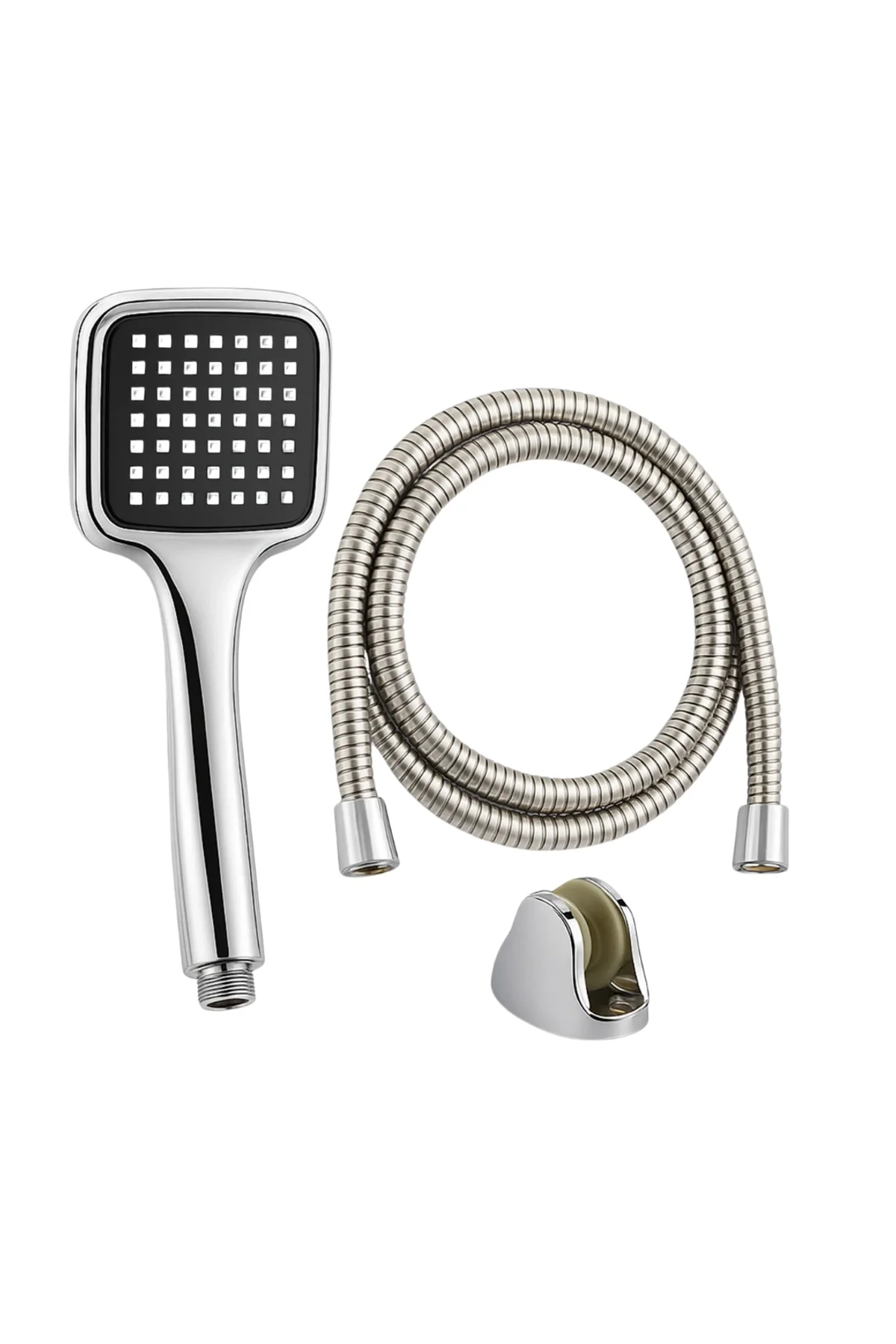 Siyah Duş Başlığı Seti Spiral Hortumlu El Duşu Ve Duvar Askısı Banyo Seti - Just Cheap Store Görsel 5