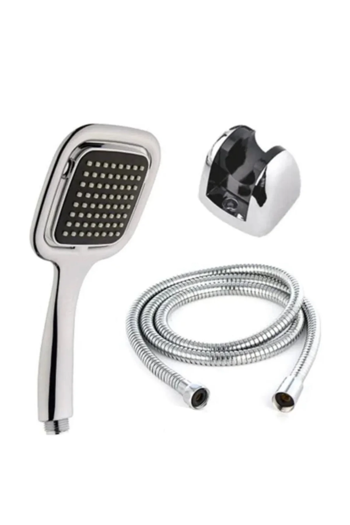 Siyah Duş Seti El Duşu Başlığı Spiral Hortum Ve Duvar Askısı Banyo Duş Seti - Just Cheap Store Görsel 2
