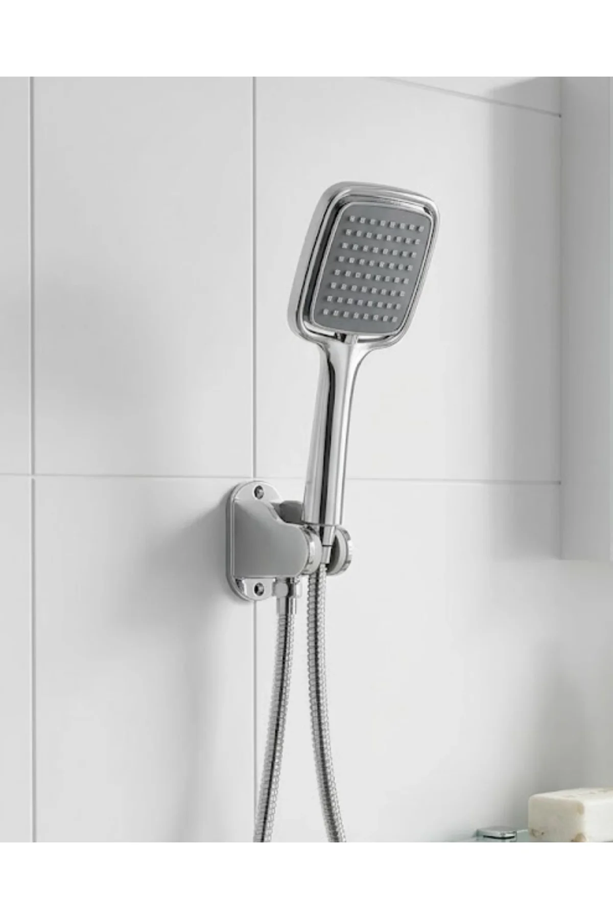 Siyah Duş Seti El Duşu Başlığı Spiral Hortum Ve Duvar Askısı Banyo Duş Seti