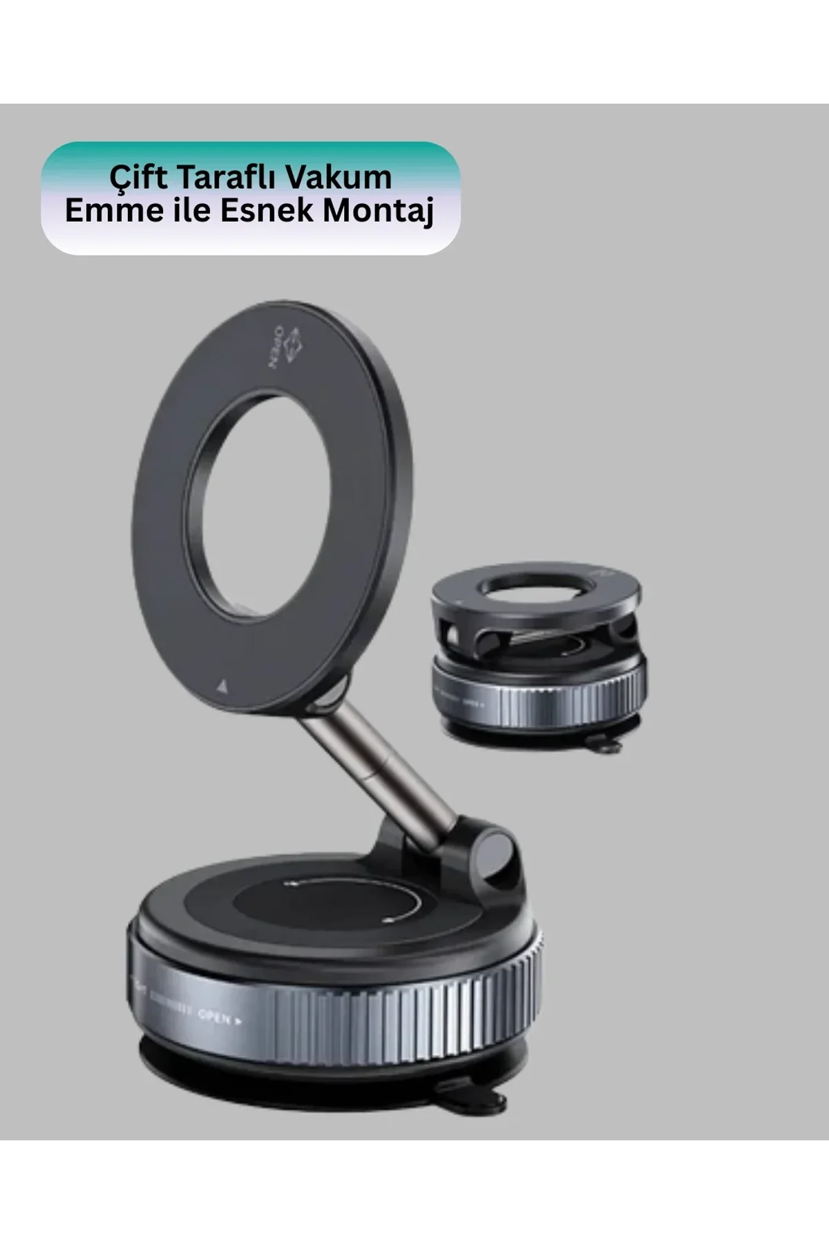 Güçlü Mıknatıslı Vakumlu Araç Telefon Tutucu Alüminyum Gövde - Just Cheap Store Görsel 3