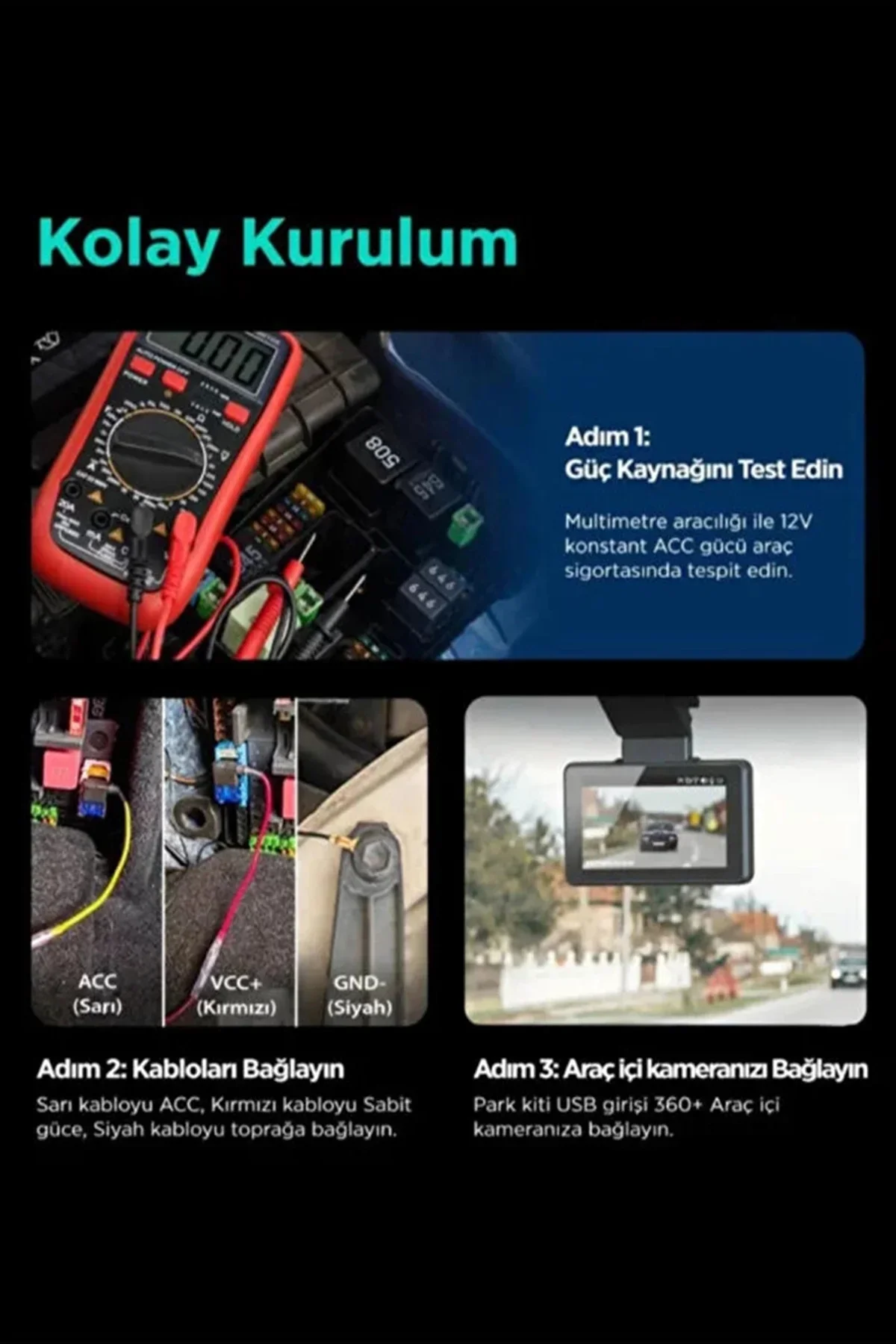 Park Modu Kablosu Type-c Akü Sigorta Bağlantı Kablosu Araç İçi Kamera Tüm Kameralara Uyumlu - Just Cheap Store Görsel 2