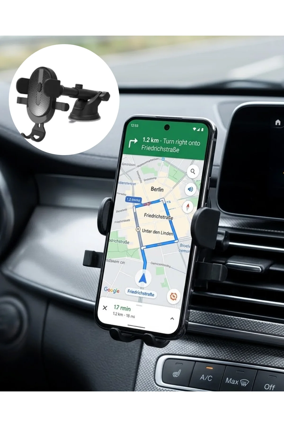 Araç Havalandırma Telefon Tutucu 360 Derece Döner Otomatik Kilitli Stand