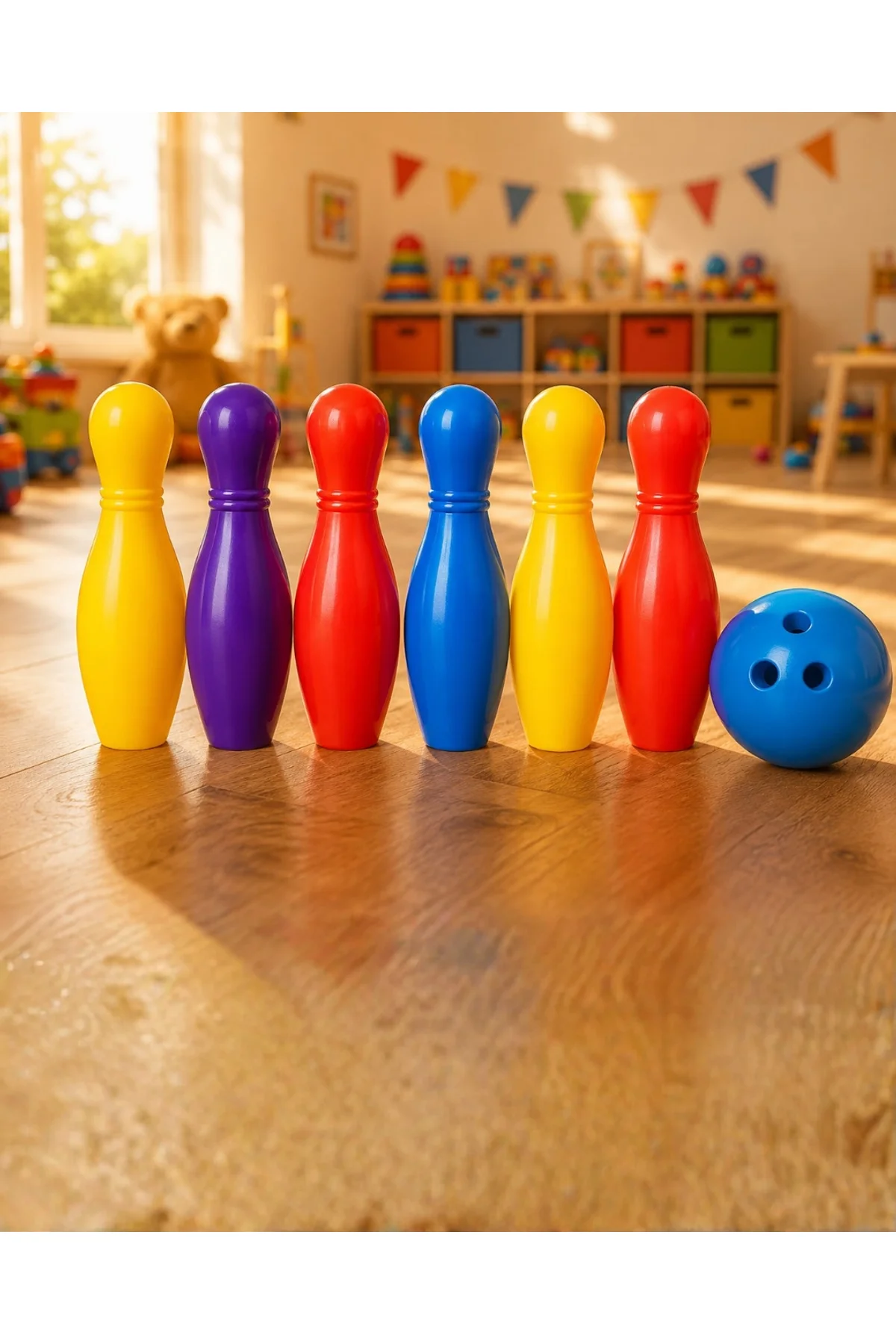Renkli Bowling Seti Çocuk Aktivite Oyunu Motor Beceri Geliştirici