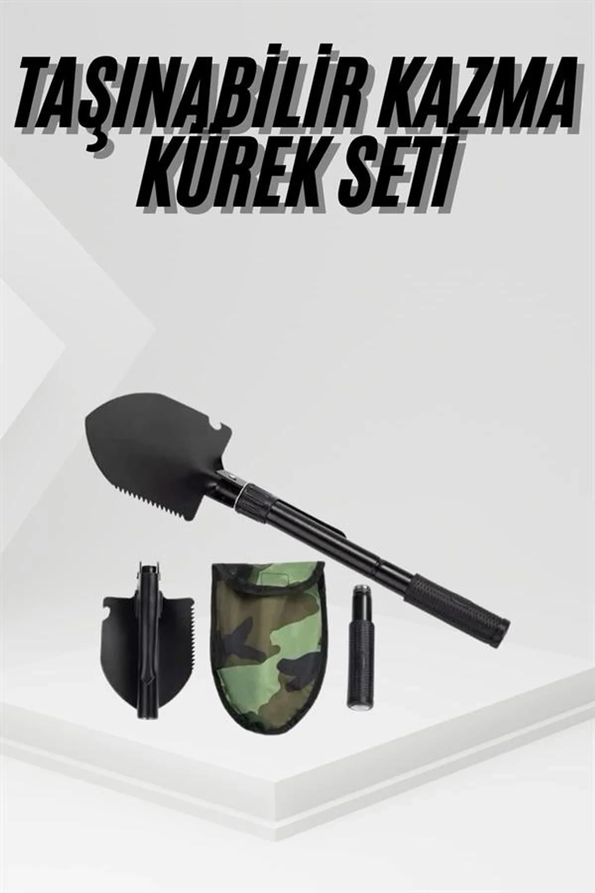 Katlanır Portatif Kazma Kürek Seti Portatif Çelik Taşıma Çantalı Pusulalı - Just Cheap Store Görsel 2