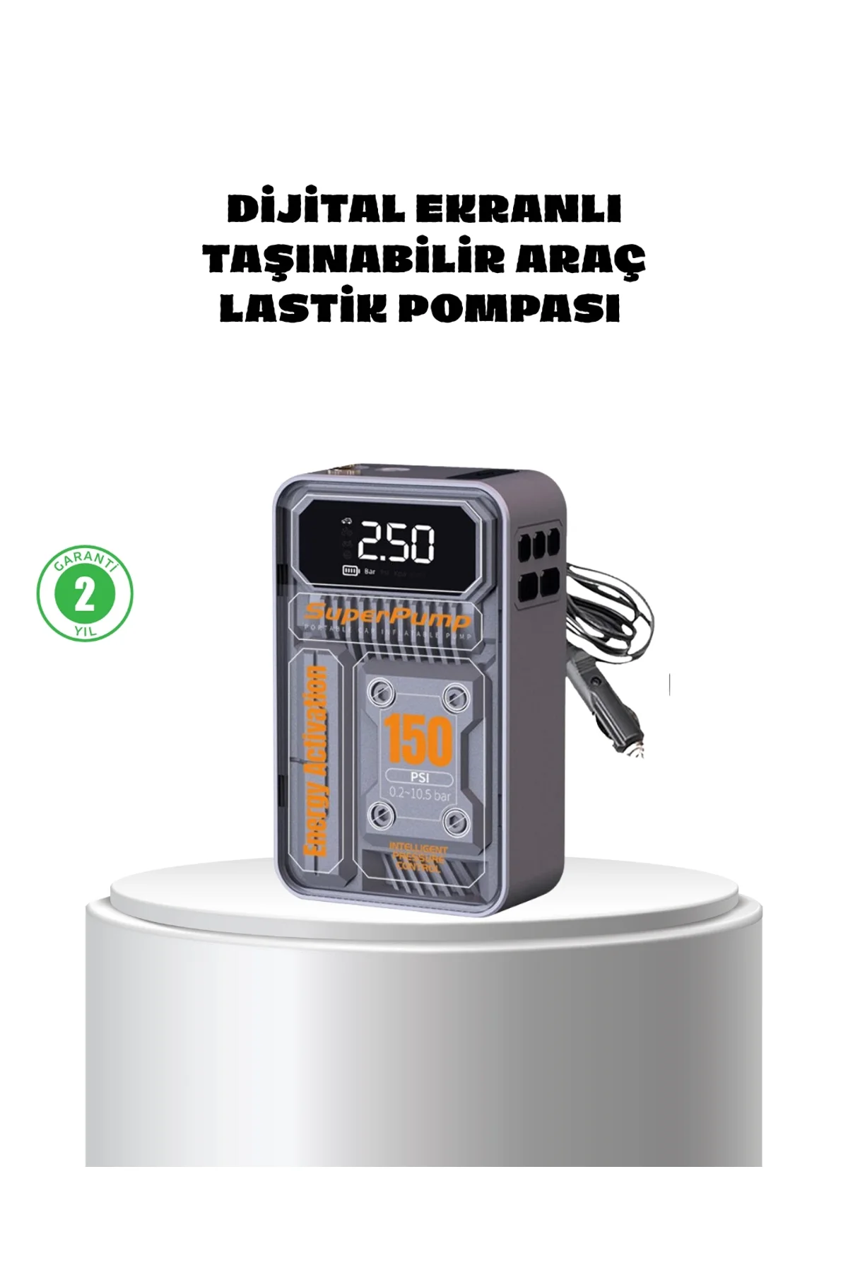 Taşınabilir Kablosuz Hava Pompası – 150 Psı Güçlü Basınç Ve 6000mah Şarjlı