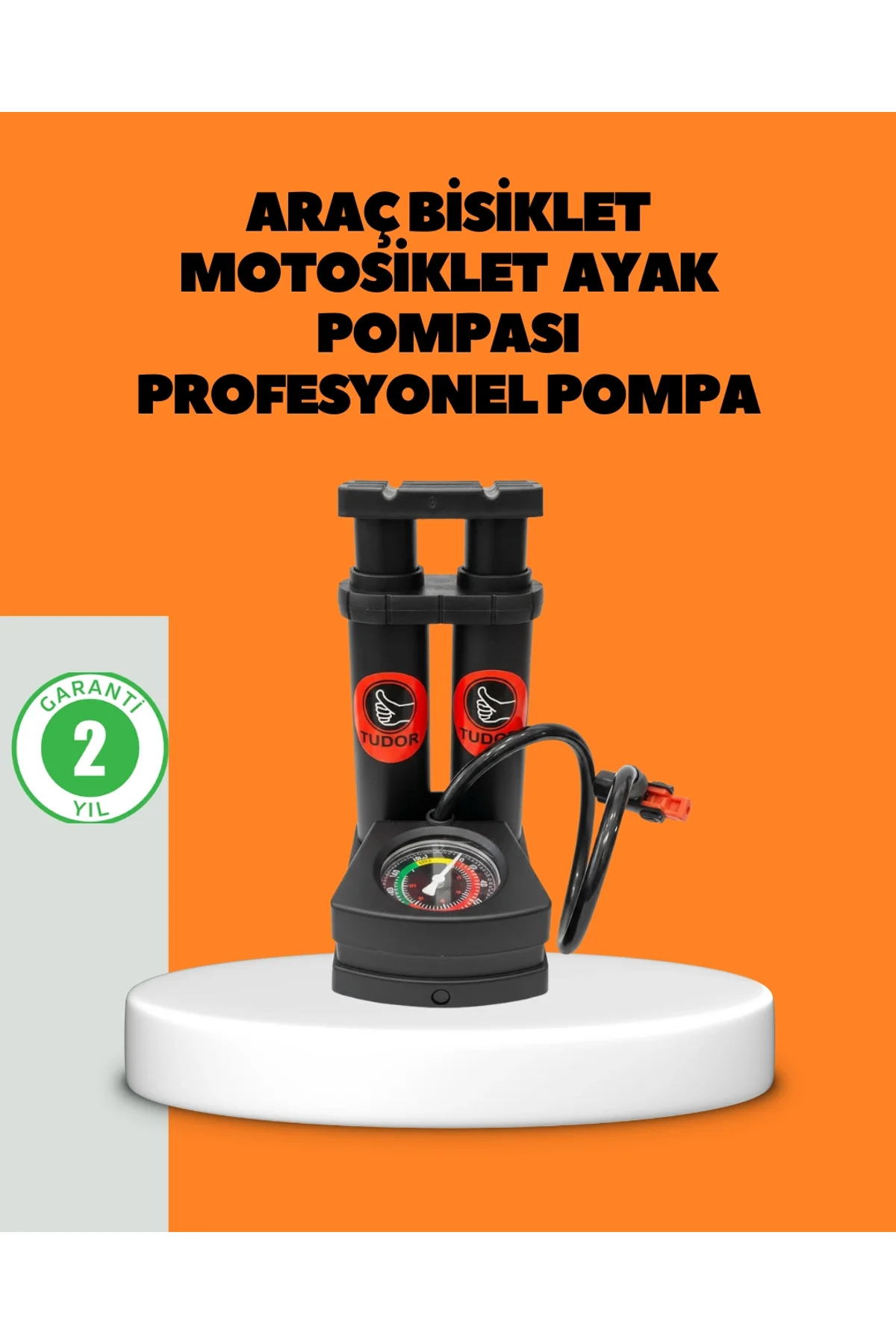 Ayaklı Bisiklet Pompası Basınç Göstergeli Çok Amaçlı