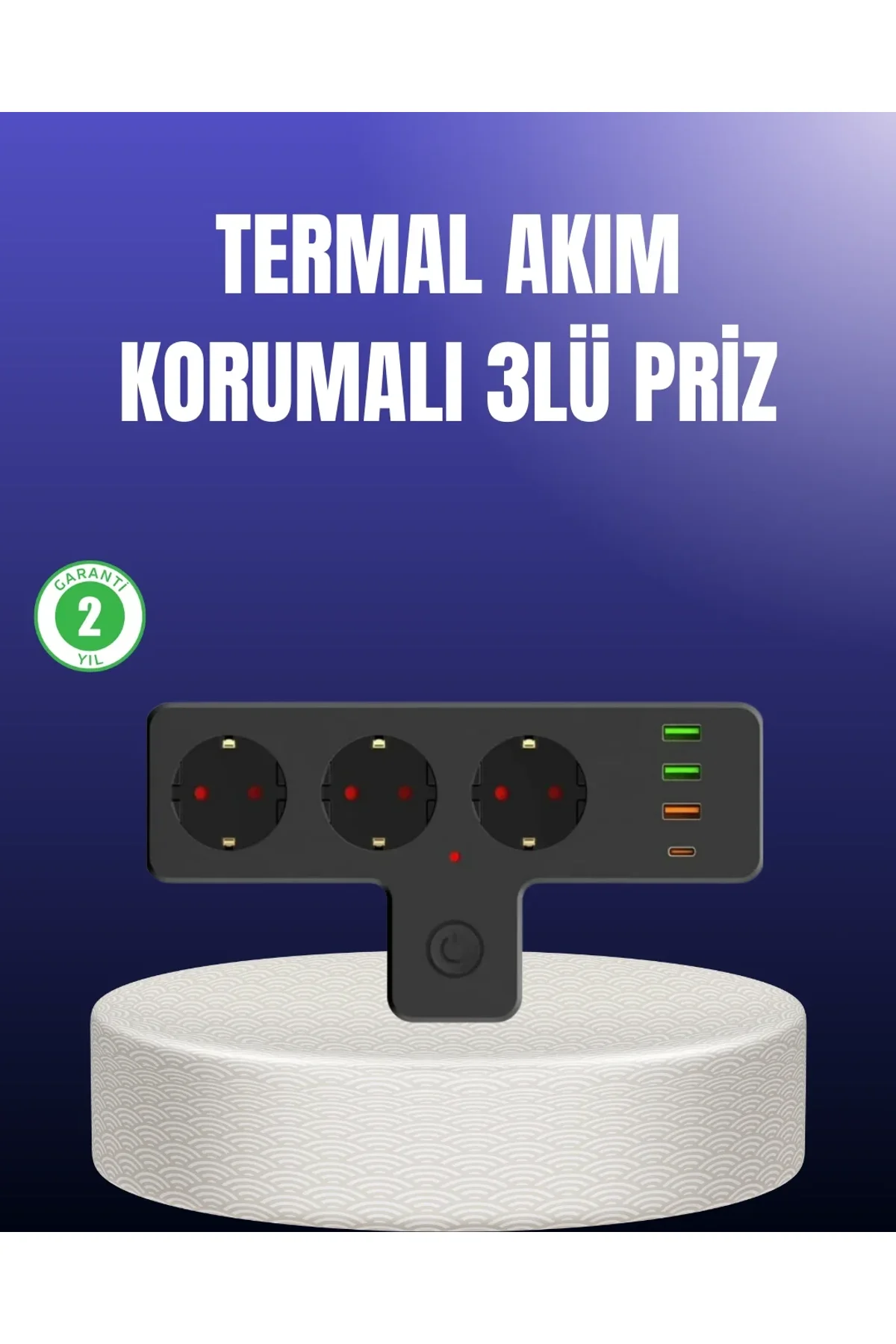 Usb Ve Type-c Portlu Anahtarlı Çoklu Priz Güç Ünitesi