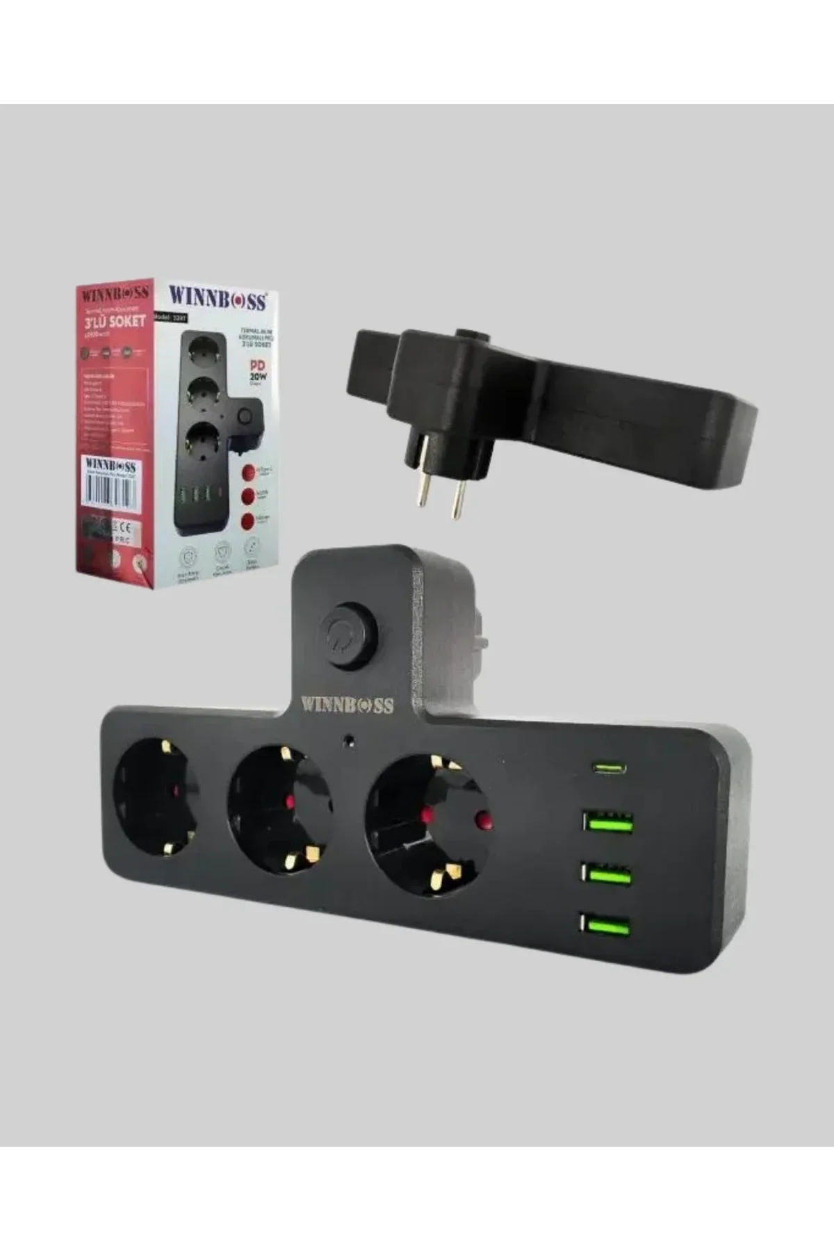 Usb Ve Type-c Portlu Anahtarlı Çoklu Priz Güç Ünitesi - Just Cheap Store Görsel 3