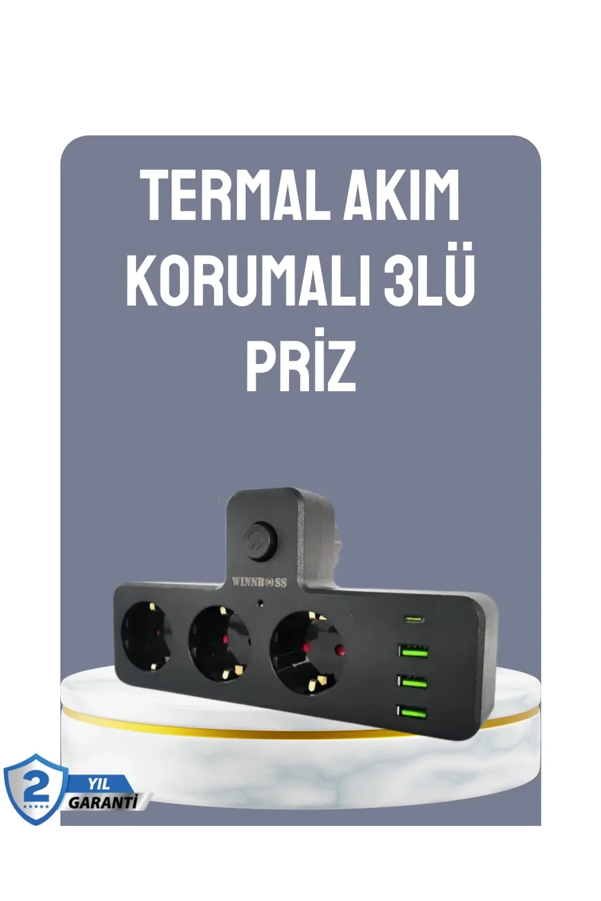 Anahtarlı Çoklu Priz 3 Usb 1 Type-c Hızlı Şarj Destekli