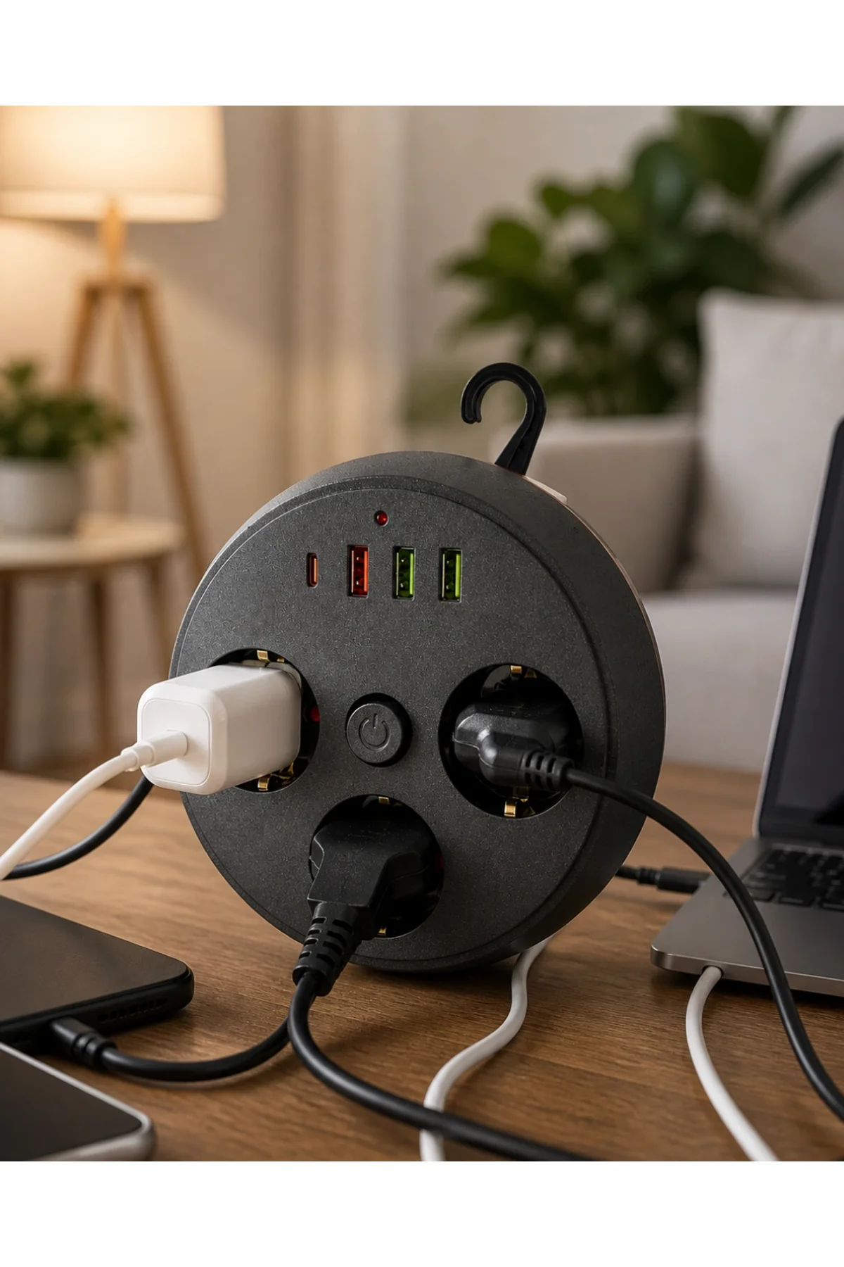 Ev Ofis İçin Çoklu Priz 3 Priz 3 Usb Type C Güvenli Enerji Yönetimi