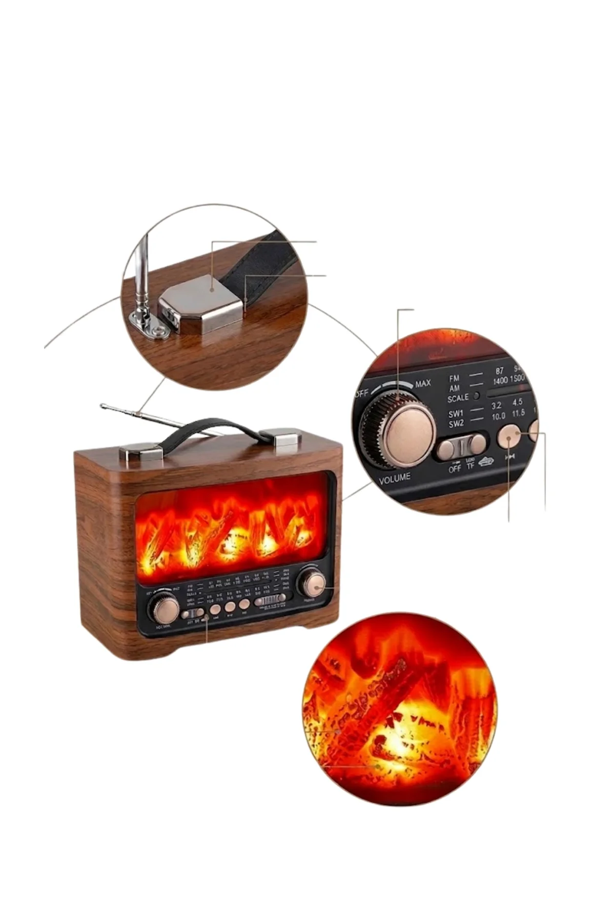 Led Şömine Efektli Kablosuz Hoparlör Bluetooth Radyo Usb Tf Kart Destekli - Just Cheap Store Görsel 5