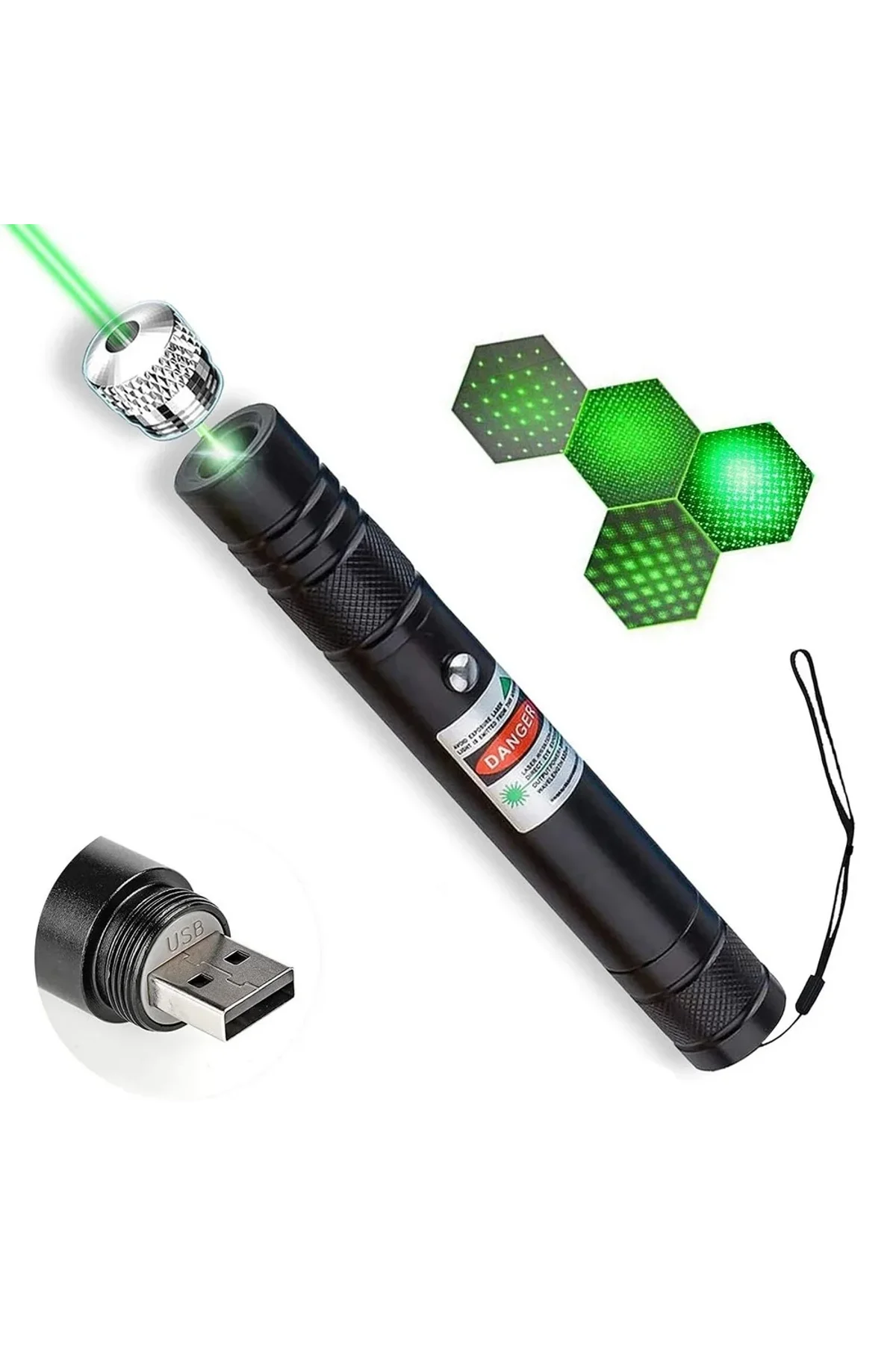 Fithome 100mw Desen Başlıklı Usb Şarjlı Yeşil Lazer Pointer - Just Cheap Store Görsel 5