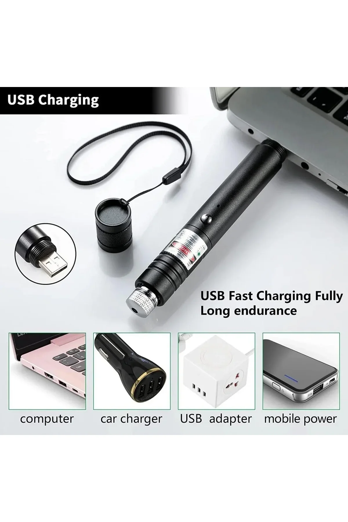 Fithome 100mw Desen Başlıklı Usb Şarjlı Yeşil Lazer Pointer - Just Cheap Store Görsel 3