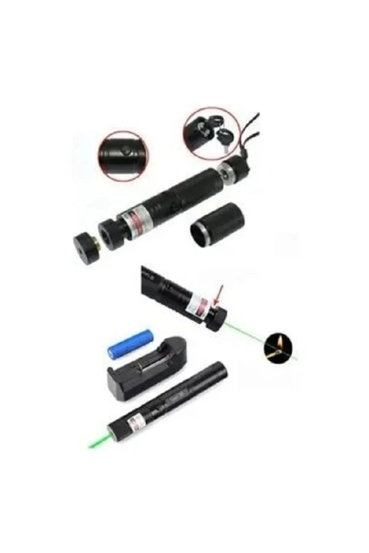 Polizei Şarjlı Turbo Yeşil Lazer Pointer Kibrit Yakabilen Güç 1000mw - Just Cheap Store Görsel 2