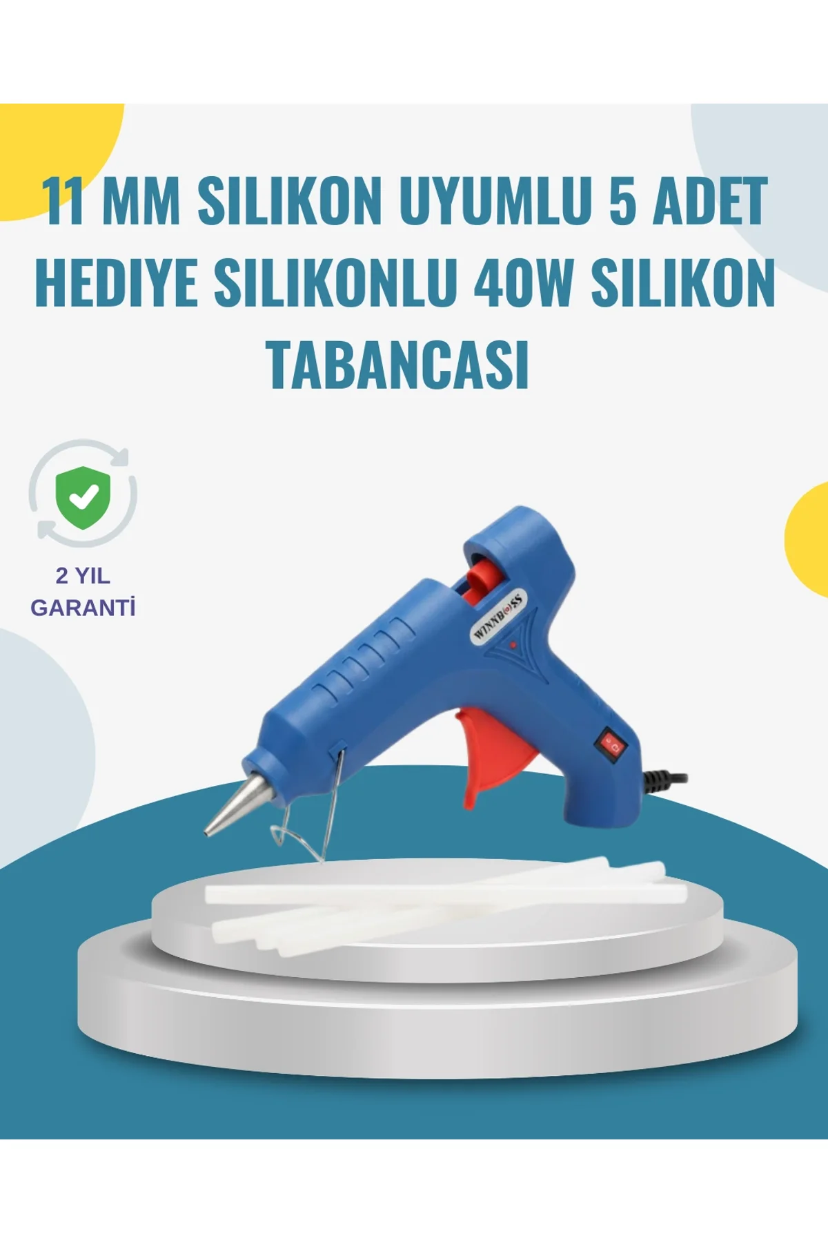 5 Silikon Hediyeli 40w Sıcak Silikon Tabancası Pratik Güçlü Kullanım