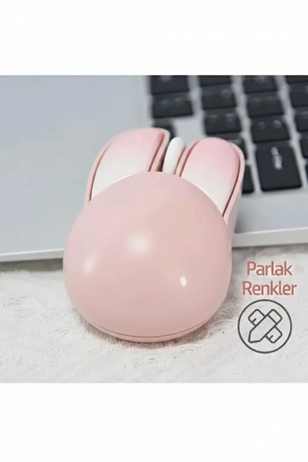 Tavşan Figürlü Kablosuz Mouse Pil Dahil Etiket Hediyeli Pembe - Just Cheap Store Görsel 3