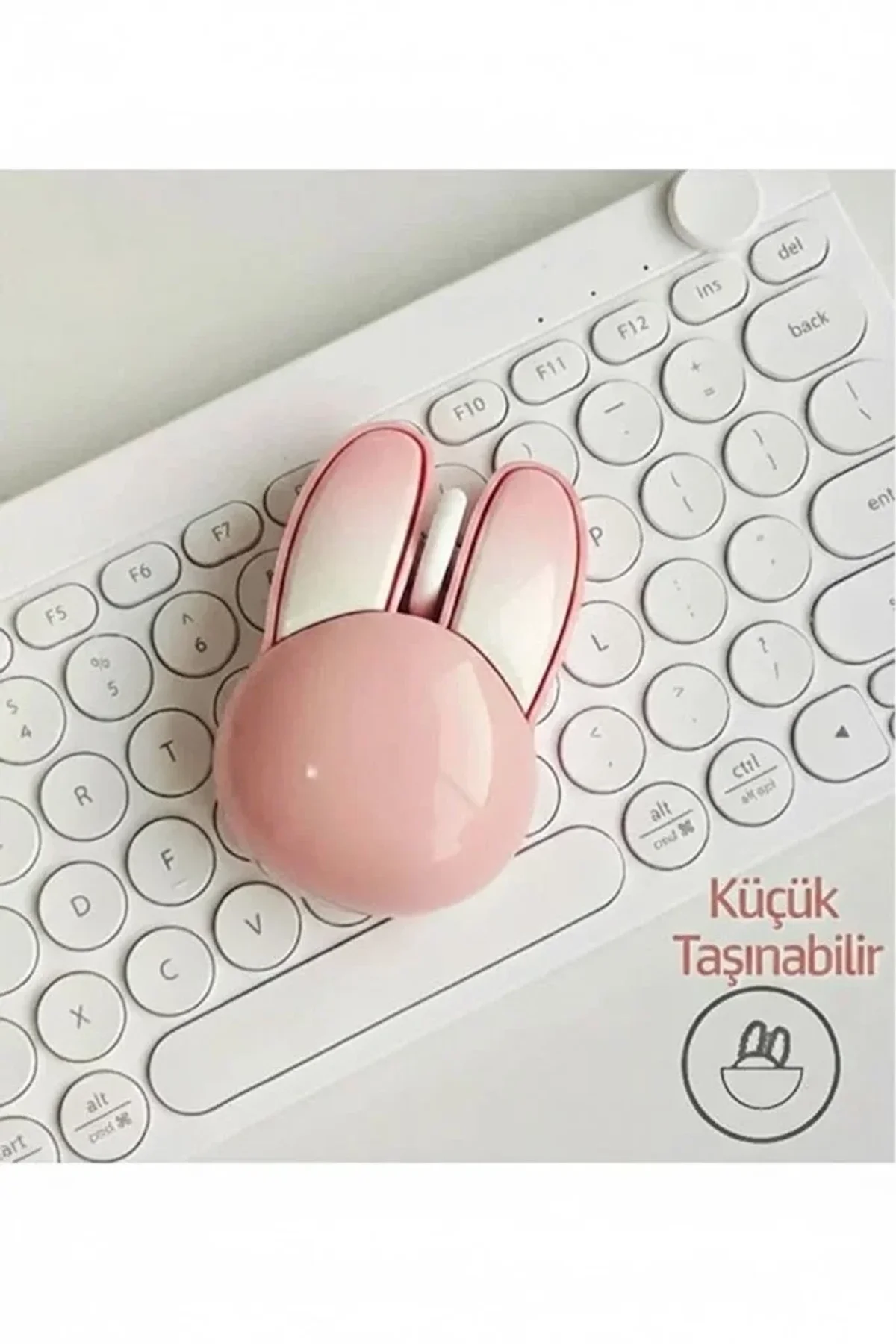 Tavşan Figürlü Kablosuz Mouse Pil Dahil Etiket Hediyeli Pembe - Just Cheap Store Görsel 5