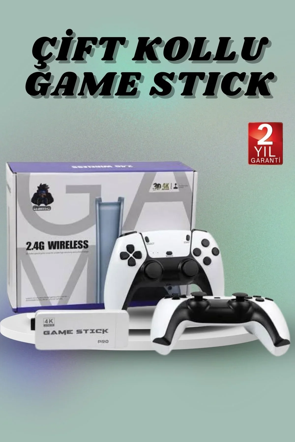 Çift Oyun Kollu 4k Hd Ekran Nostaljik 20.000 Oyunlu Beyaz Game Stick - Just Cheap Store Görsel 2