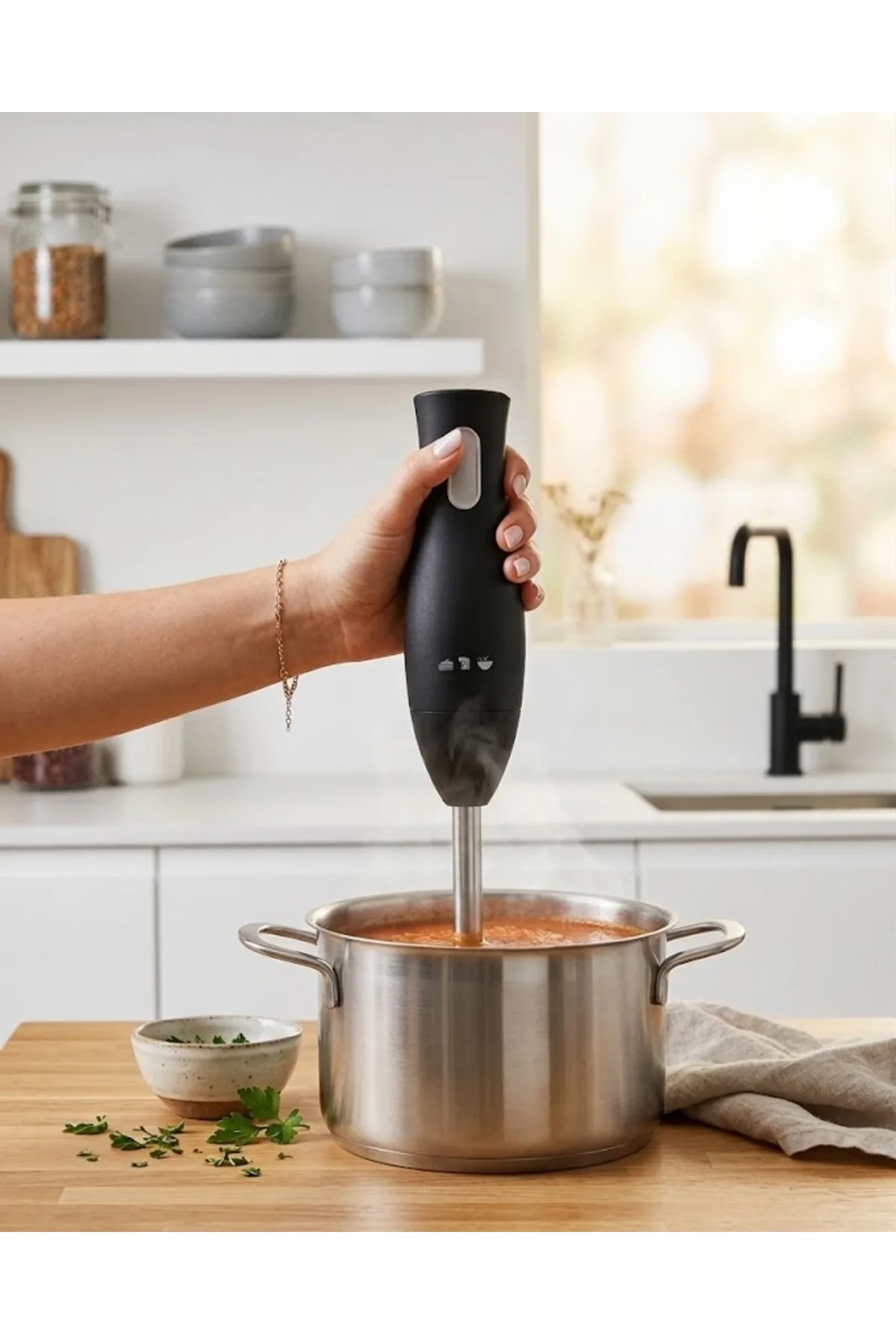 Paslanmaz Çelik Blender Ayağına Sahip Ergonomik El Blenderı