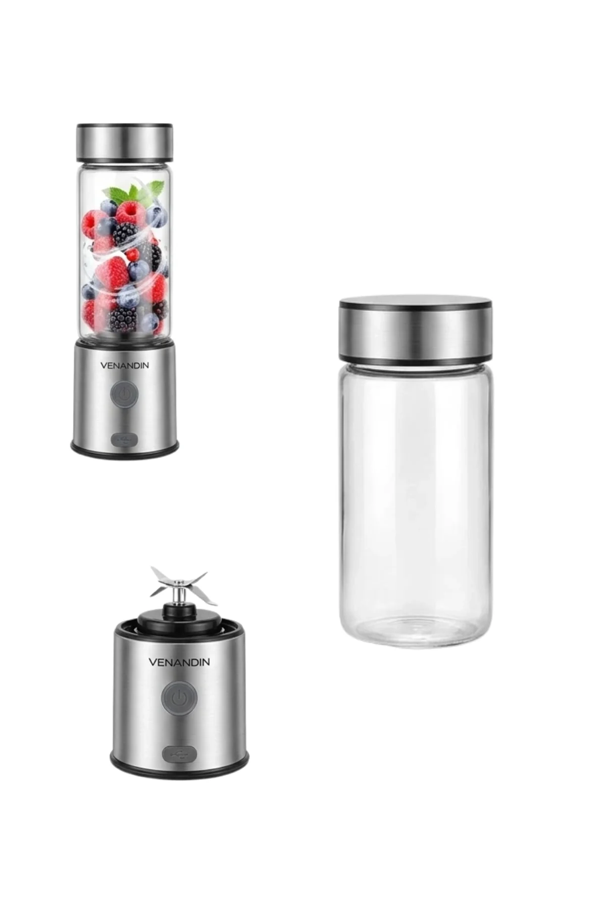 Usb Type C Şarjlı Cam Blender 6 Bıçaklı Smoothie Ve Shake Blender - Just Cheap Store Görsel 4