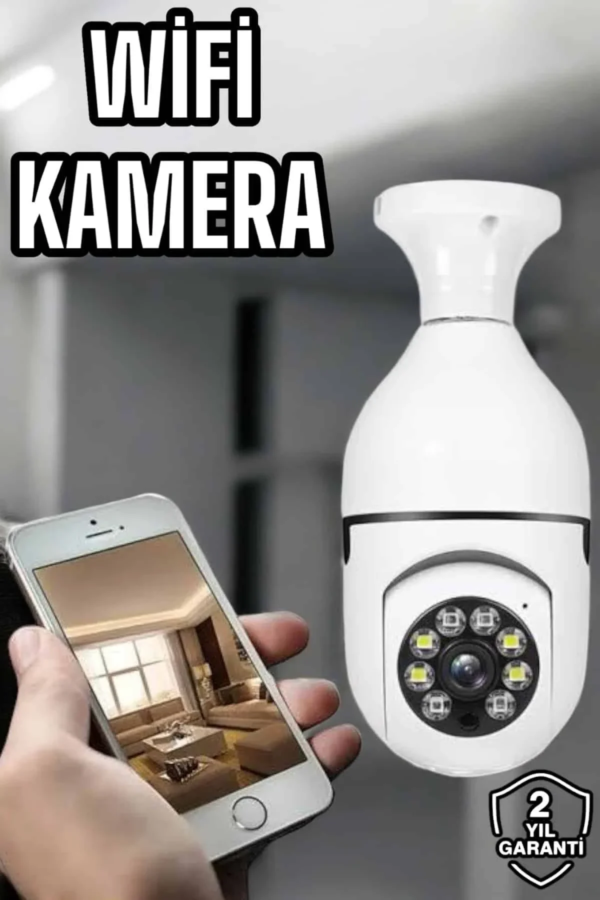 Ampul Görünümlü Güvenlik Kamerası Duylu Wifi Kamerası Dönebilen