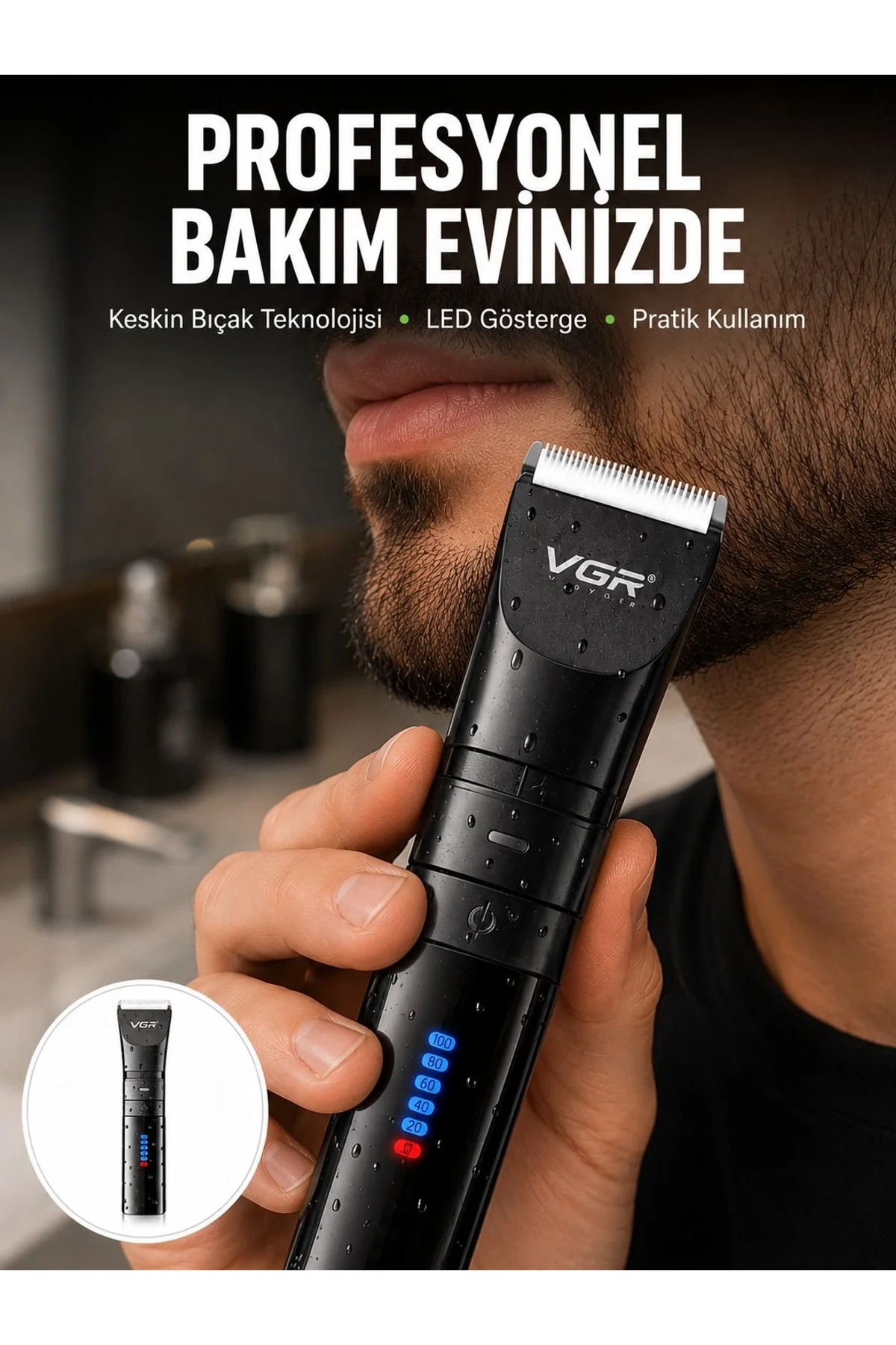 Şarjlı Tıraş Makinesi –dijital Ekranlı, Hızlı Şarjlı, Profesyonel Kesim Seti Yeni Nesil