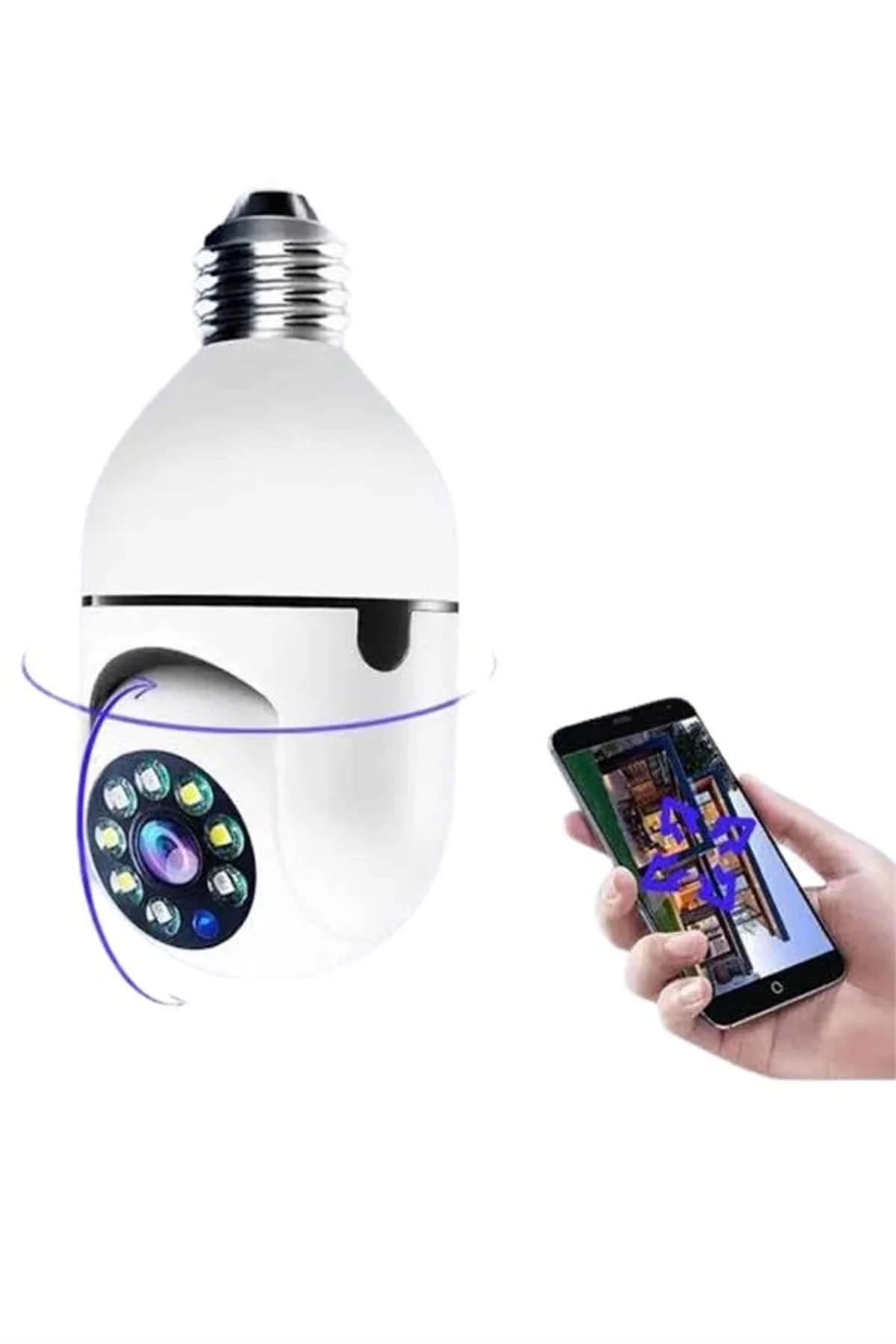 Wifi Güvenlik Kamerası 360 Derece Dönebilen Harekete Duyarlı Gece Görüşlü Ampul - Just Cheap Store Görsel 5