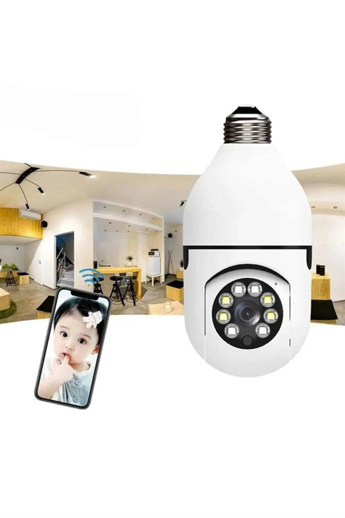 Wifi Güvenlik Kamerası 360 Derece Dönebilen Harekete Duyarlı Gece Görüşlü Ampul - Just Cheap Store Görsel 4