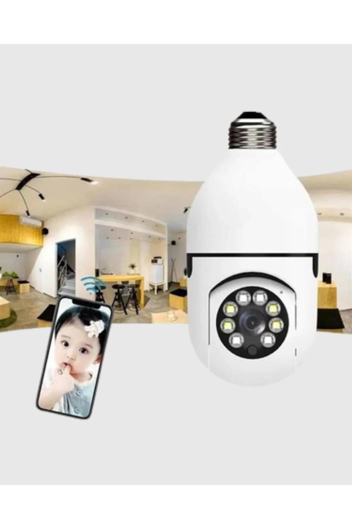 360° Akıllı Güvenlik Kamerası – Duya Takılabilir, Wi-fi Bağlantılı, Hareket Sensörlü - Just Cheap Store Görsel 4