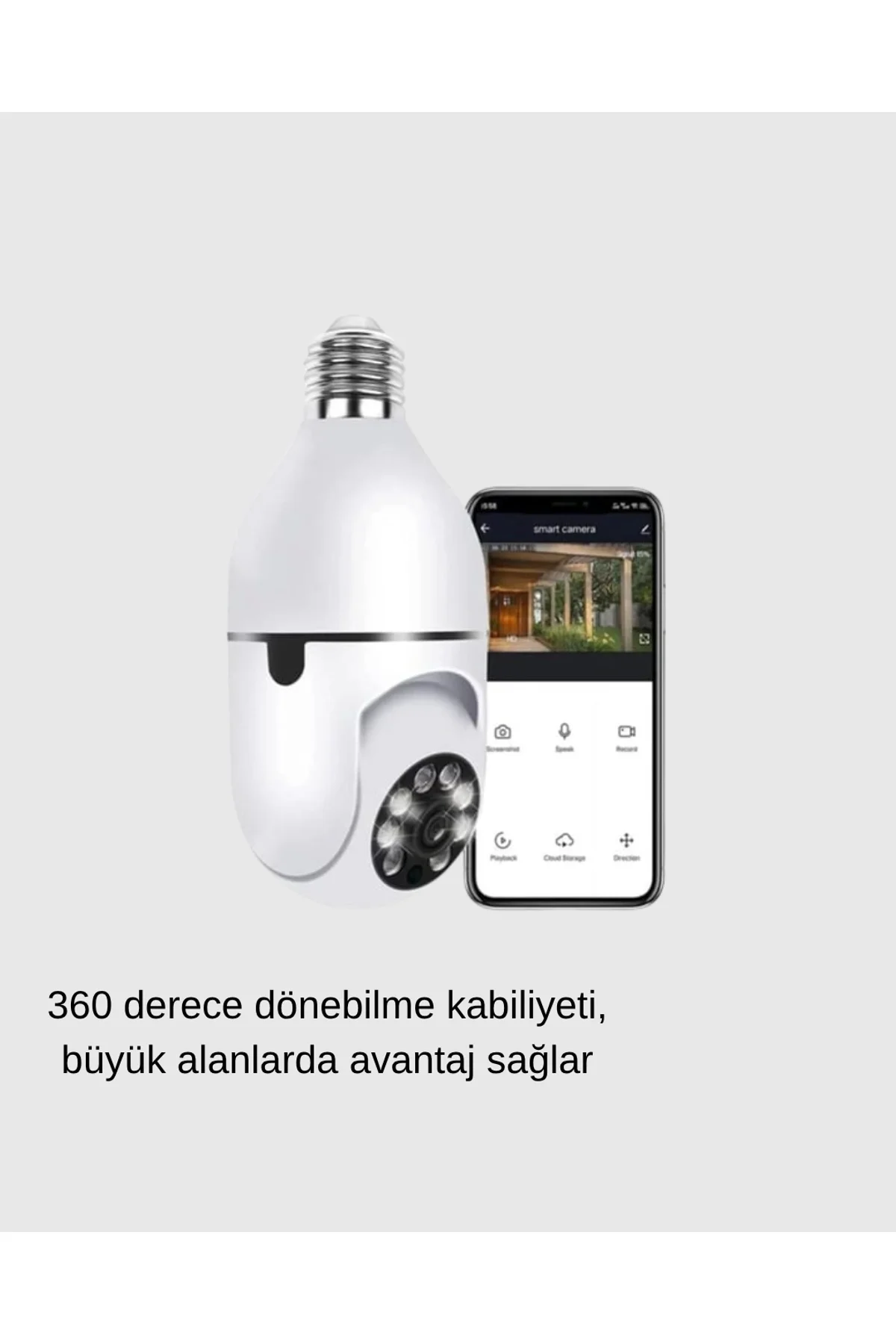 360° Akıllı Güvenlik Kamerası – Duya Takılabilir, Wi-fi Bağlantılı, Hareket Sensörlü - Just Cheap Store Görsel 2