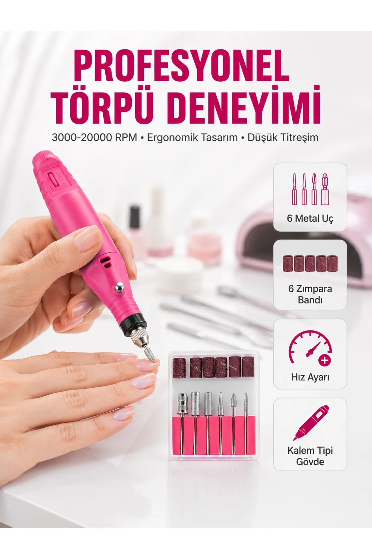 6 Uçlu Elektrikli Manikür Pedikür Seti Yeni Nesil