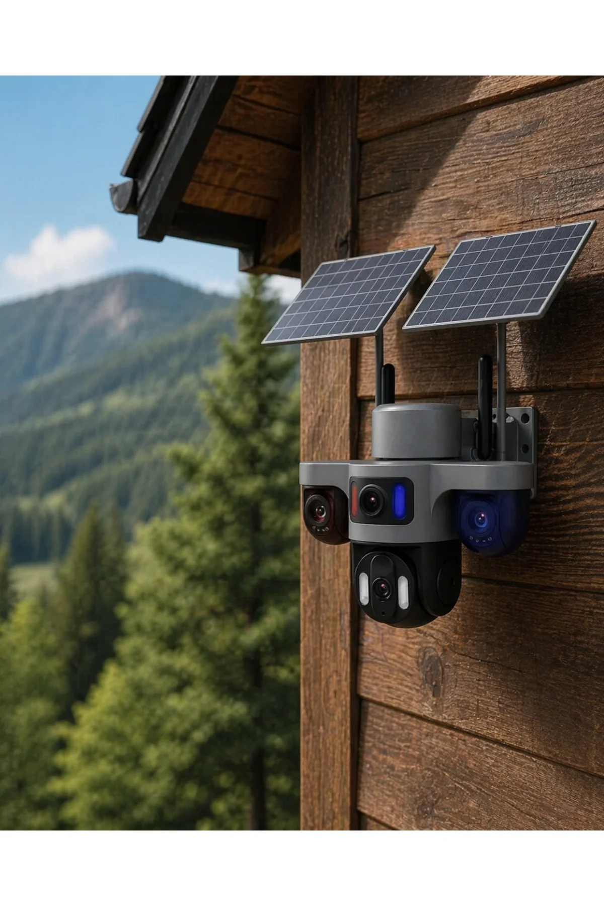 Güneş Enerjili Arıcı Kamerası 4g Sım Kartlı 9mp 3 Lens Yayla Güvenlik Kamerası 2 Yıl Garantili