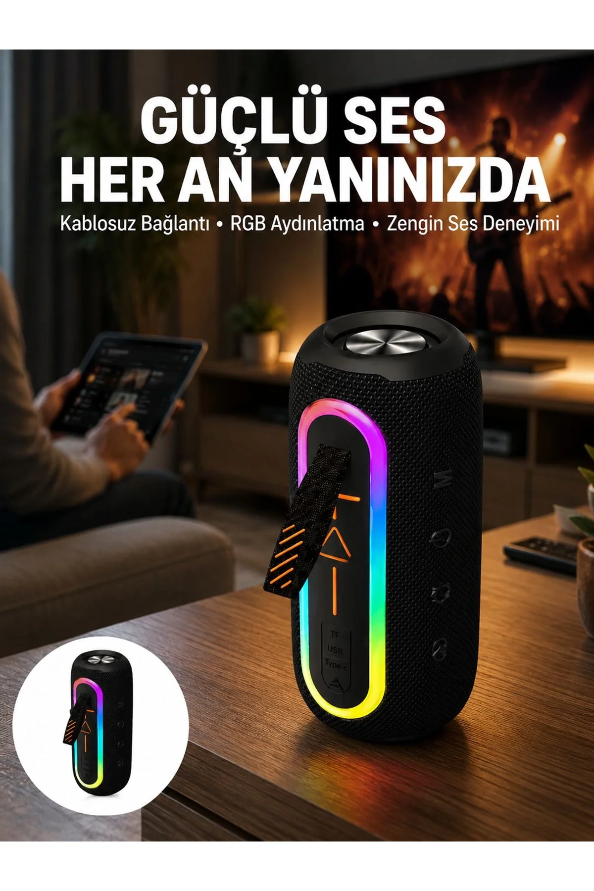 Bluetooth Hoparlör Uzun Pil Ömrü Taşınabilir Yüksek Ses Kaliteli Yeni Nesil