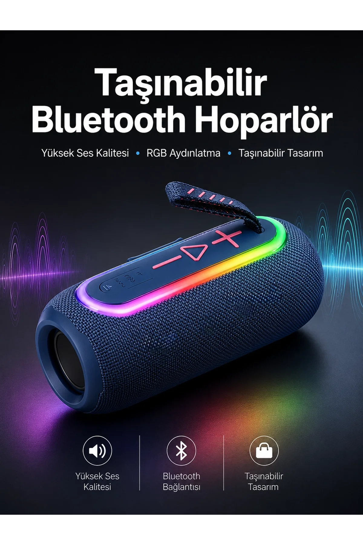 Kablosuz Bluetooth Hoparlör Uzun Pil Ömrü Taşınabilir