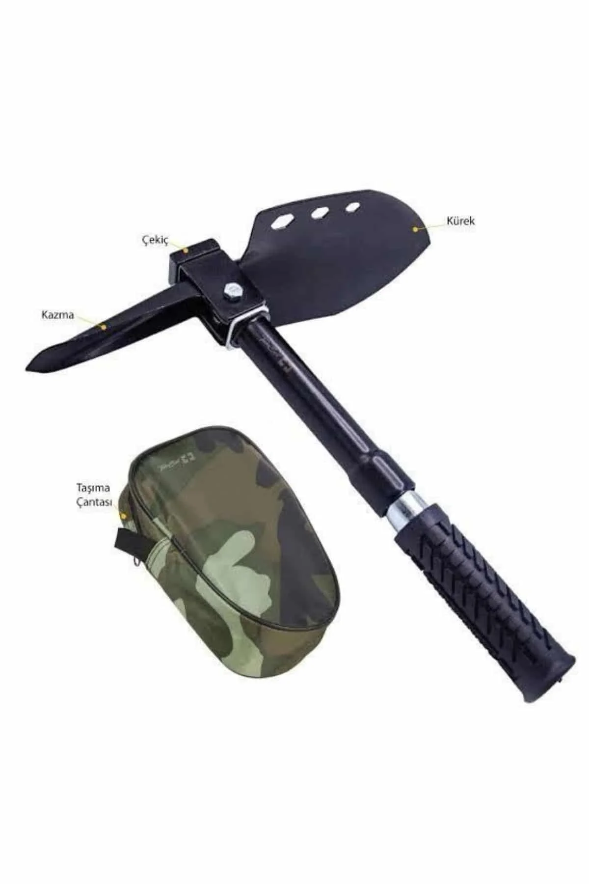 Pusulalı Katlanabilir Kazma Kürek Kamp Seti Kamp Küreği Portatif Çantalı - Just Cheap Store Görsel 3