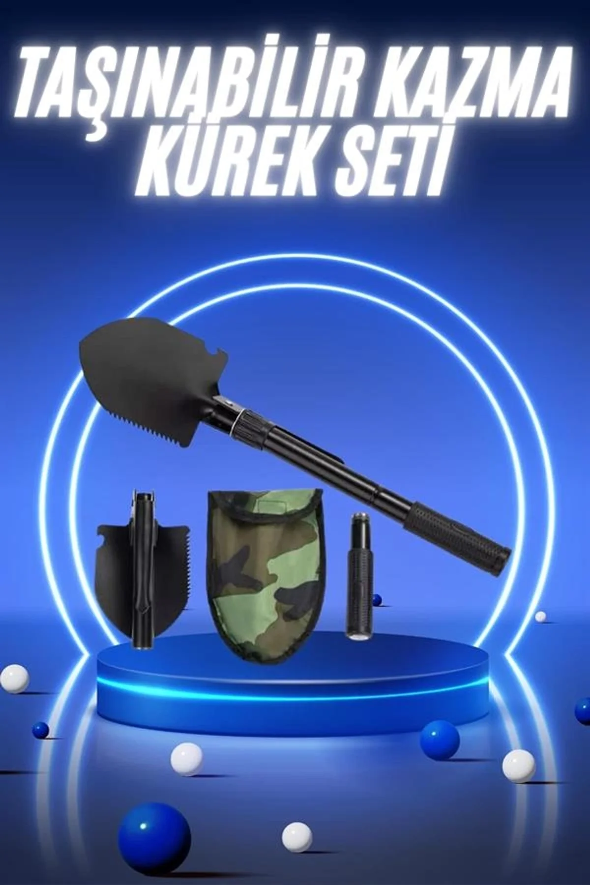 Pusulalı Katlanabilir Kazma Kürek Kamp Seti Kamp Küreği Portatif Çantalı - Just Cheap Store Görsel 2