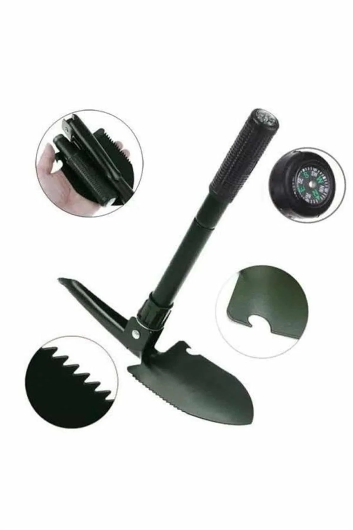 Pusulalı Katlanabilen Portatif Çantalı Mini Kazma Kürek Seti - Just Cheap Store Görsel 5