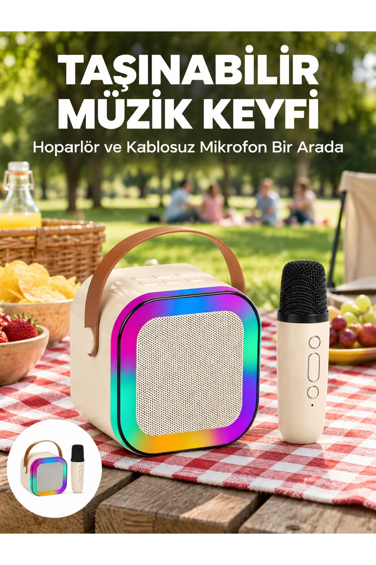 Kablosuz Karaoke Mikrofon Hoparlör Seti Güçlü Ses Çıkışı Yeni Nesil