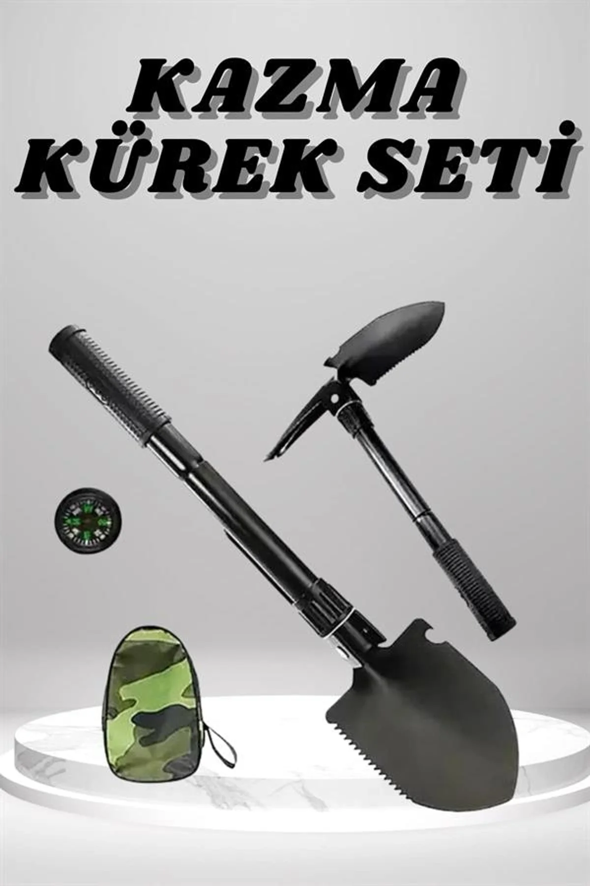 Kazma Kürek Seti Pusulalı Katlanır Portatif Kazma Kürek Seti Çok Fonksiyonlu Katlanabilir - Just Cheap Store Görsel 2