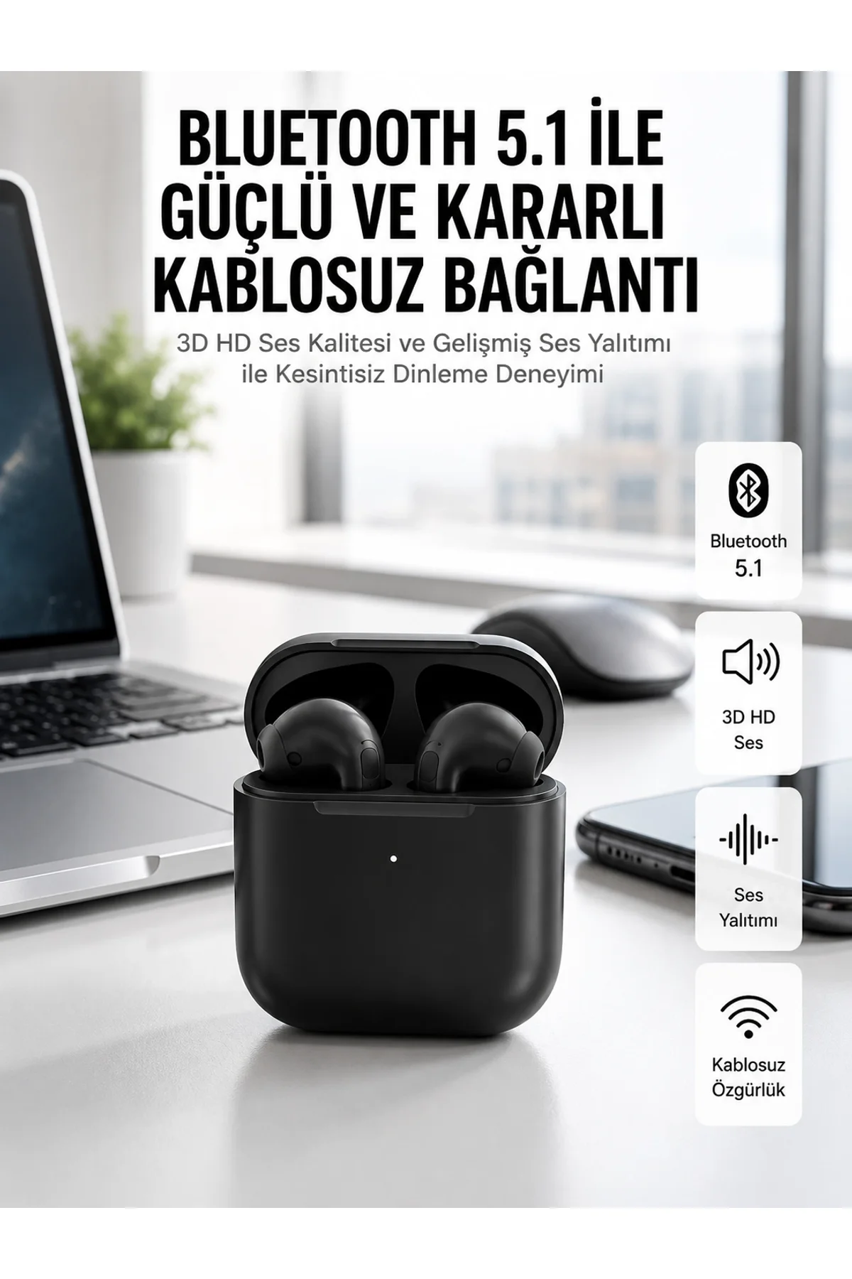 Yeni Nesil Bluetooth Kulaklık İos Android Uyumlu Hd Ses Performansı