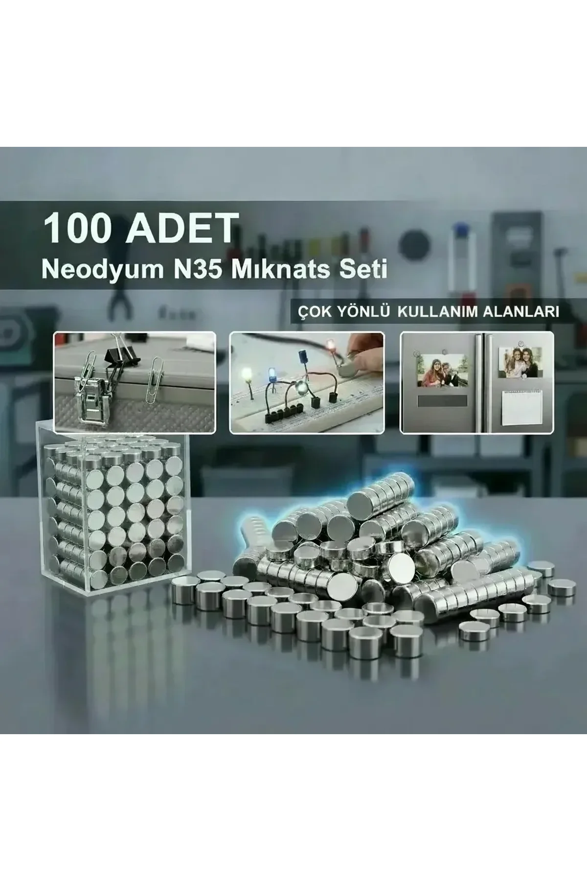 100 Lü 8x3mm Yuvarlak Neodyum Mıknatıs - Just Cheap Store Görsel 5