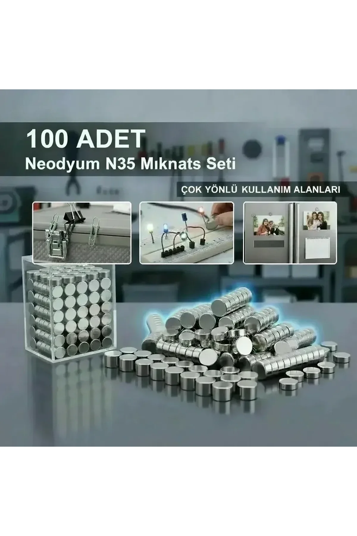 100 Lü 8x3mm Yuvarlak Neodyum Mıknatıs