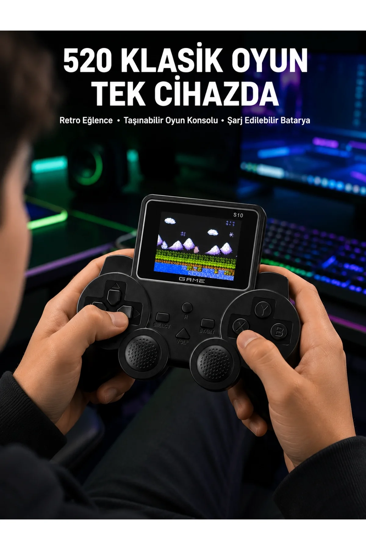 520 Oyunlu Taşınabilir El Oyun Konsolu Tv Bağlantılı Şarjlı Gamepad