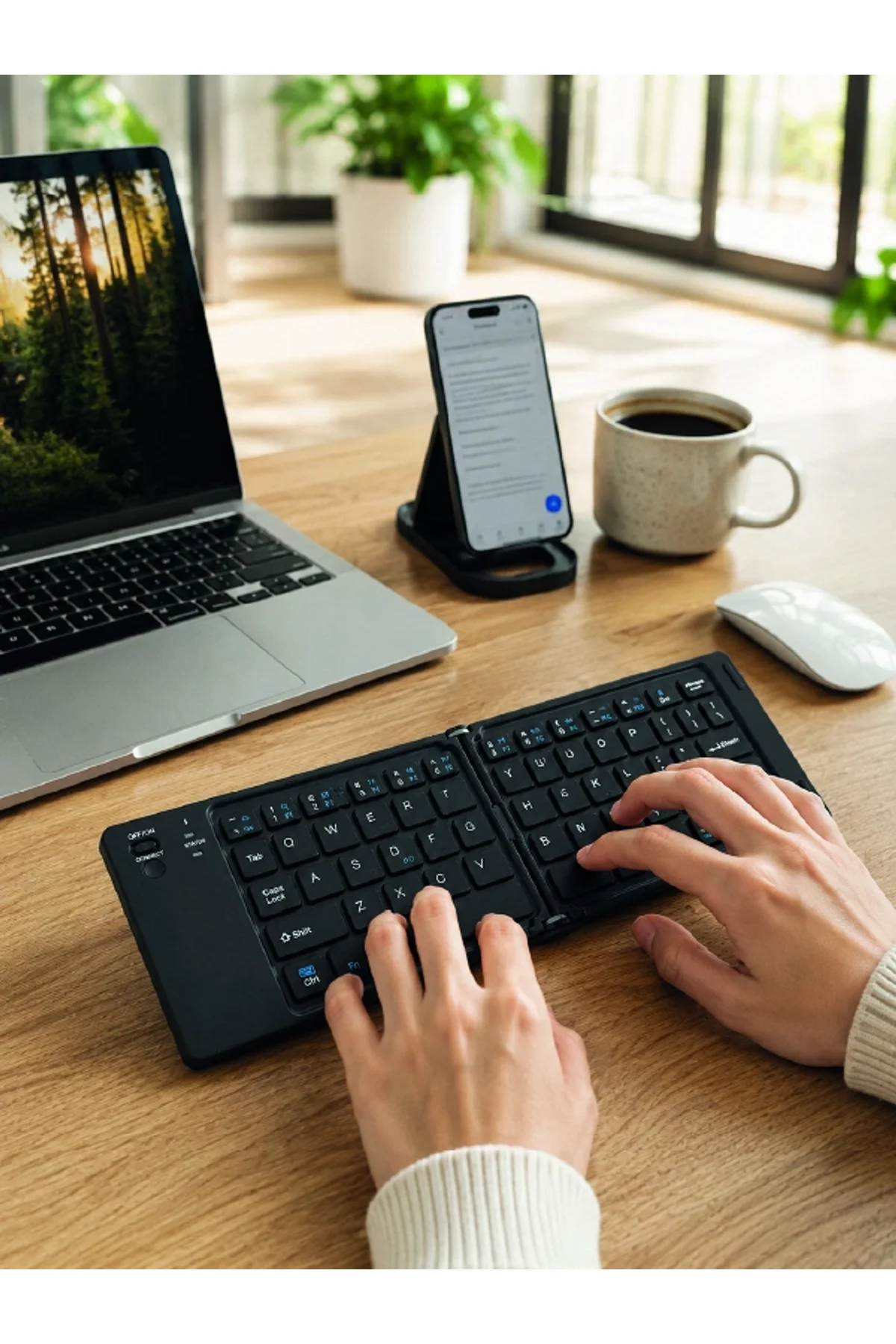 Bluetooth Katlanabilir Klavye Usb-c Şarjlı 3 Cihaz Bağlantılı Taşınabilir Klavye - Just Cheap Store Görsel 5